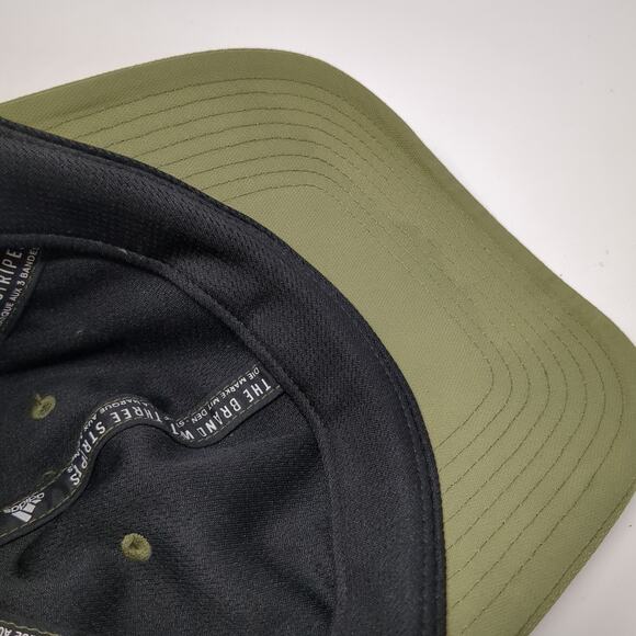 Adidas Baseball Cap Green One Size Adjustable Three Stripes Vented Holes - Picture 8 of 9